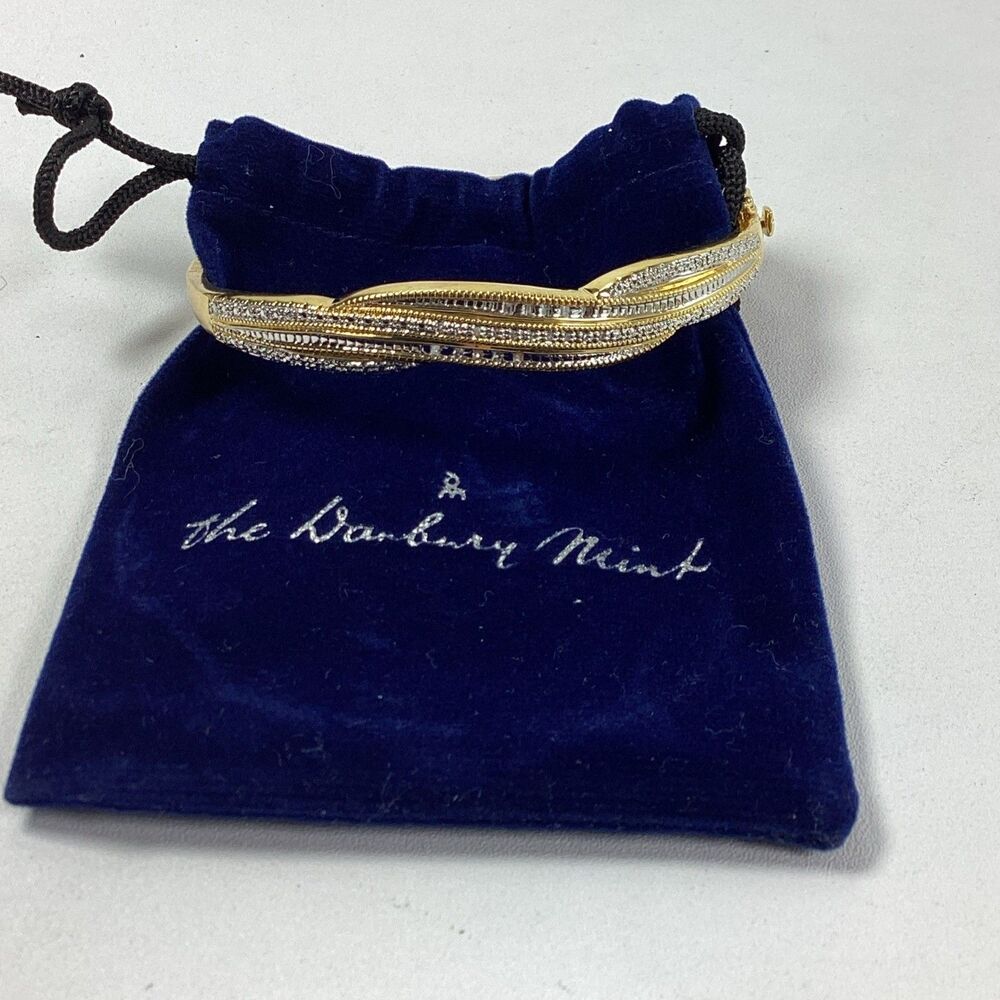 Danbury Mint Forever Diamond Bangle Bracelet Gold Plated Inscribed I Loved You